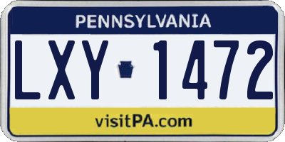 PA license plate LXY1472