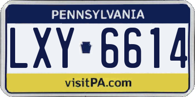 PA license plate LXY6614