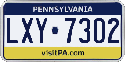 PA license plate LXY7302