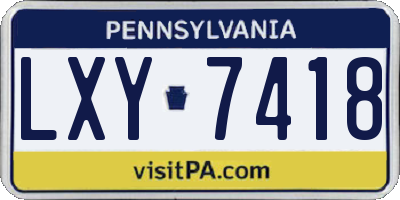 PA license plate LXY7418