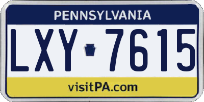 PA license plate LXY7615