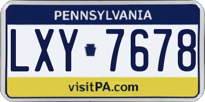 PA license plate LXY7678