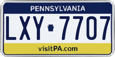 PA license plate LXY7707