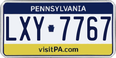 PA license plate LXY7767