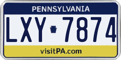 PA license plate LXY7874