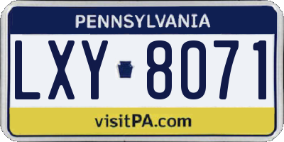 PA license plate LXY8071