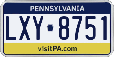 PA license plate LXY8751