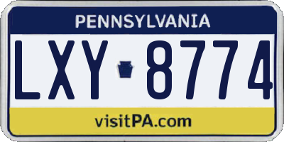 PA license plate LXY8774