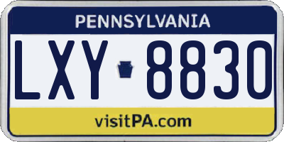 PA license plate LXY8830