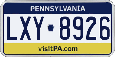 PA license plate LXY8926