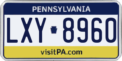 PA license plate LXY8960