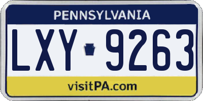 PA license plate LXY9263