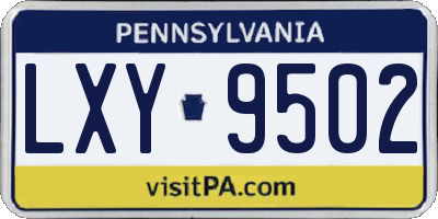 PA license plate LXY9502