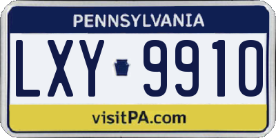 PA license plate LXY9910