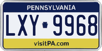 PA license plate LXY9968