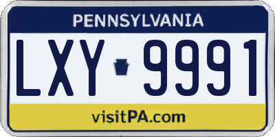 PA license plate LXY9991