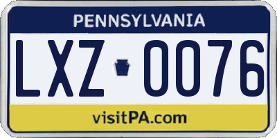 PA license plate LXZ0076