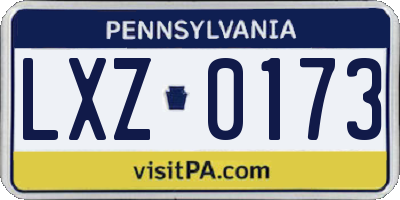 PA license plate LXZ0173