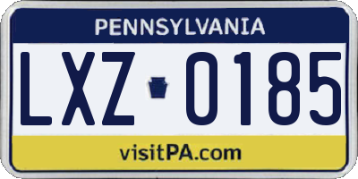 PA license plate LXZ0185