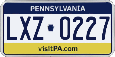 PA license plate LXZ0227