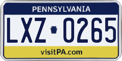 PA license plate LXZ0265