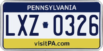 PA license plate LXZ0326