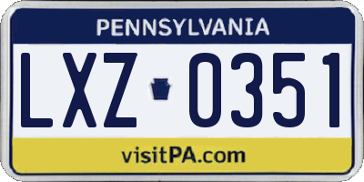 PA license plate LXZ0351