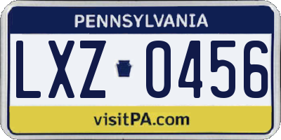 PA license plate LXZ0456