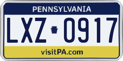 PA license plate LXZ0917