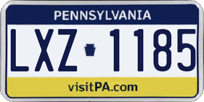PA license plate LXZ1185