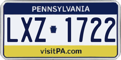 PA license plate LXZ1722