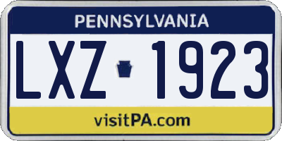 PA license plate LXZ1923