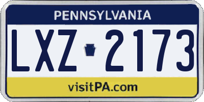 PA license plate LXZ2173
