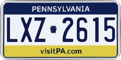 PA license plate LXZ2615