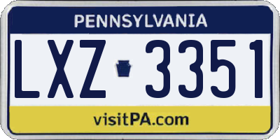 PA license plate LXZ3351