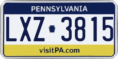 PA license plate LXZ3815