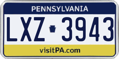 PA license plate LXZ3943