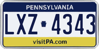 PA license plate LXZ4343