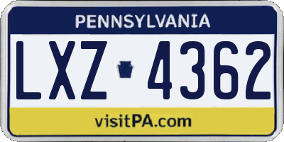 PA license plate LXZ4362