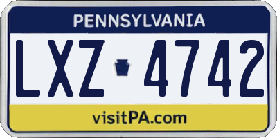 PA license plate LXZ4742