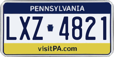 PA license plate LXZ4821