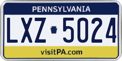 PA license plate LXZ5024