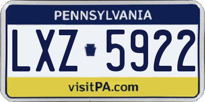 PA license plate LXZ5922