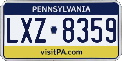 PA license plate LXZ8359