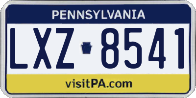 PA license plate LXZ8541