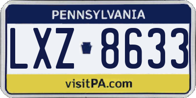 PA license plate LXZ8633
