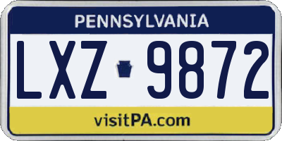PA license plate LXZ9872