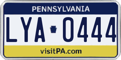 PA license plate LYA0444