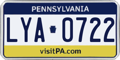 PA license plate LYA0722