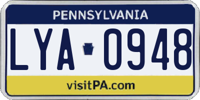 PA license plate LYA0948